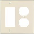 Leviton 2-Gang Smooth Plastic Single Rocker/Duplex Outlet Wall Plate, Light Almond 004-80455-00T